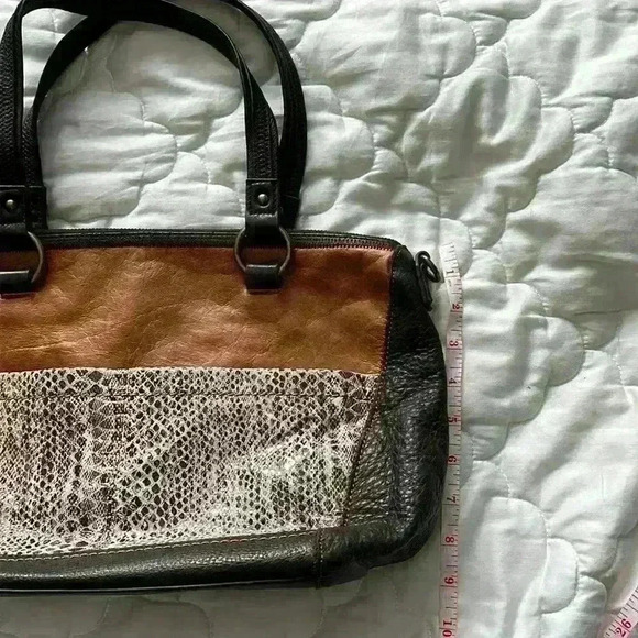 The Sak Two Way Tote Handbag Large  Leather Brown Snake Pattern. - Picture 11 of 13